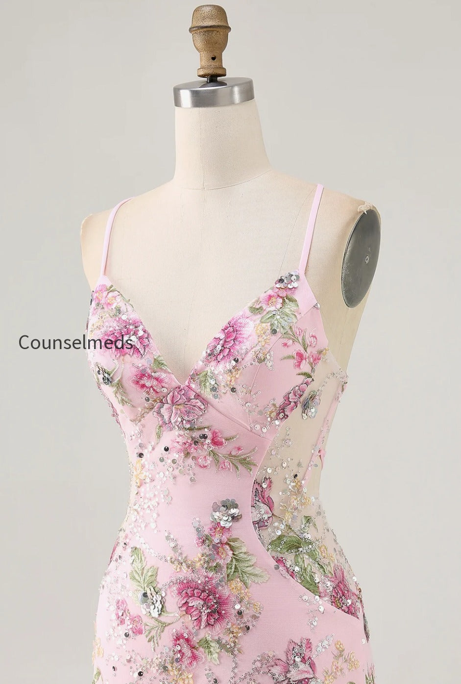 sparkly-pink-beaded-floral-short-tight-homecoming-dress-with-sequins
