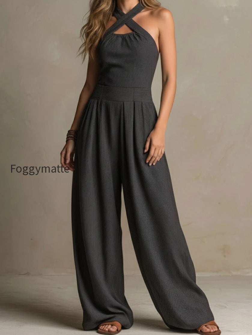 boho-charcoal-crisscross-halter-pinstripe-wide-leg-jumpsuit