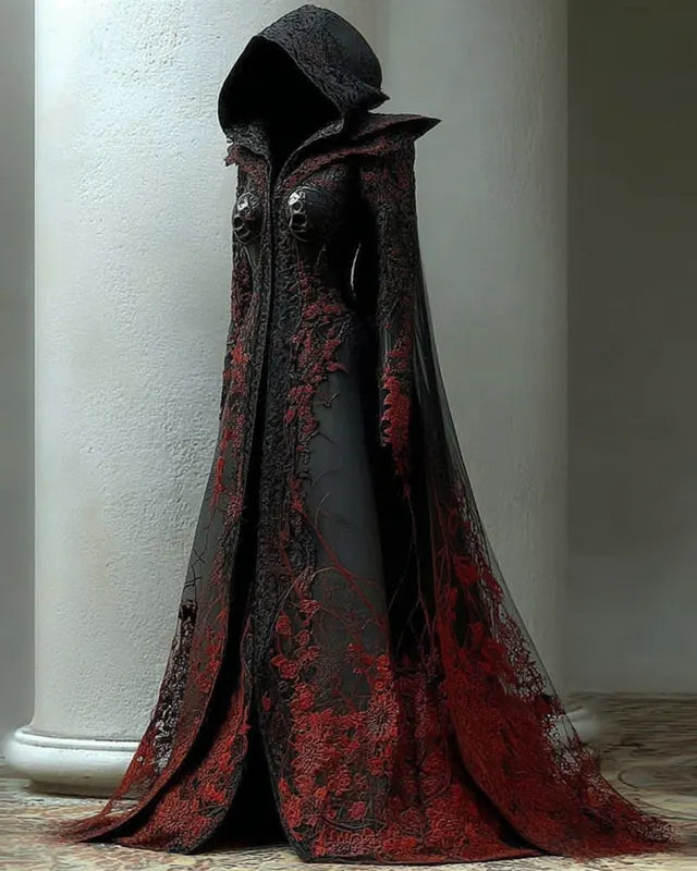 Halloween Contrasting Lace Embroidered Cape 943f