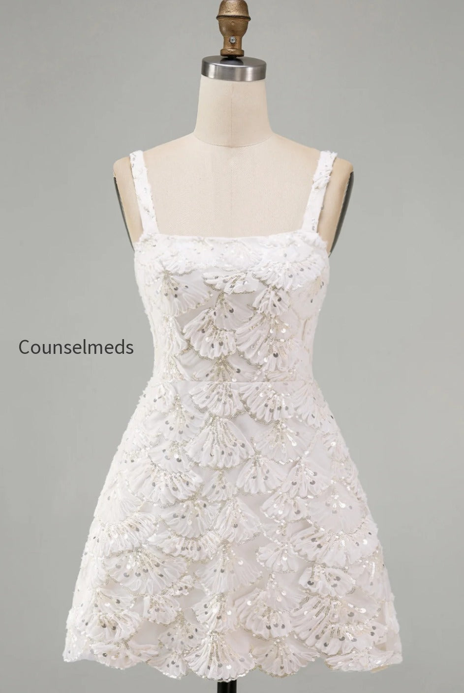 ivory-sparkly-sequin-floral-tight-short-a-line-homecoming-dress