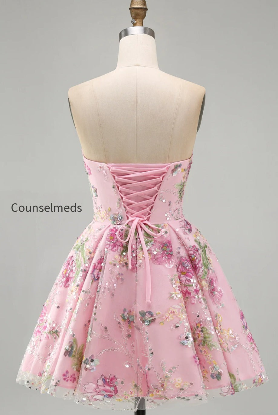 sparkly-pink-floral-beaded-a-line-short-strapless-homecoming-dress