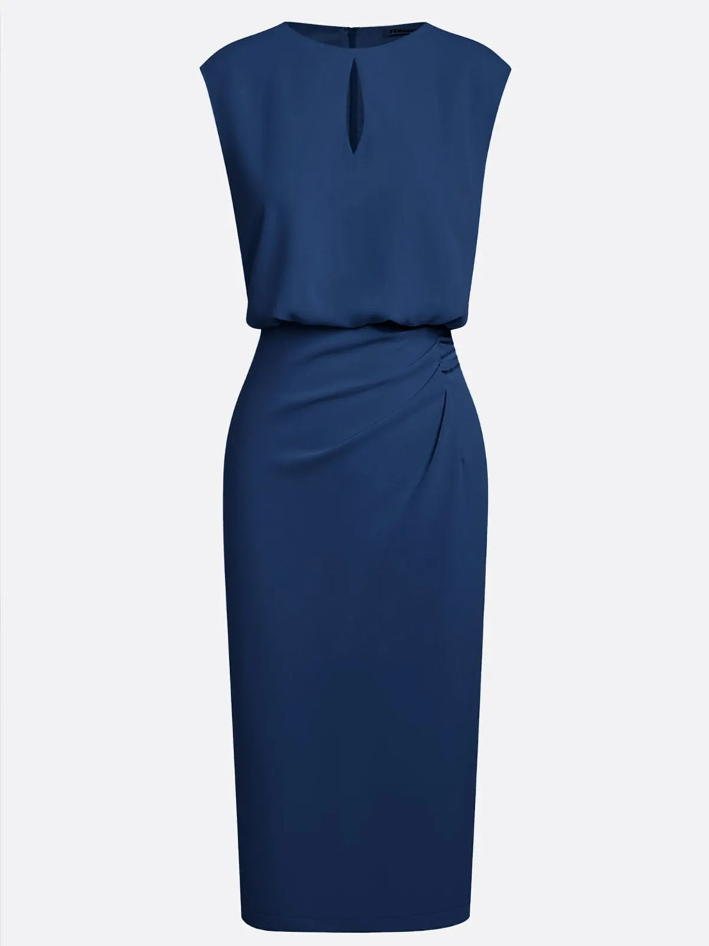 Elegant Keyhole Neck Sheath Dress with Ruched Waist Detail