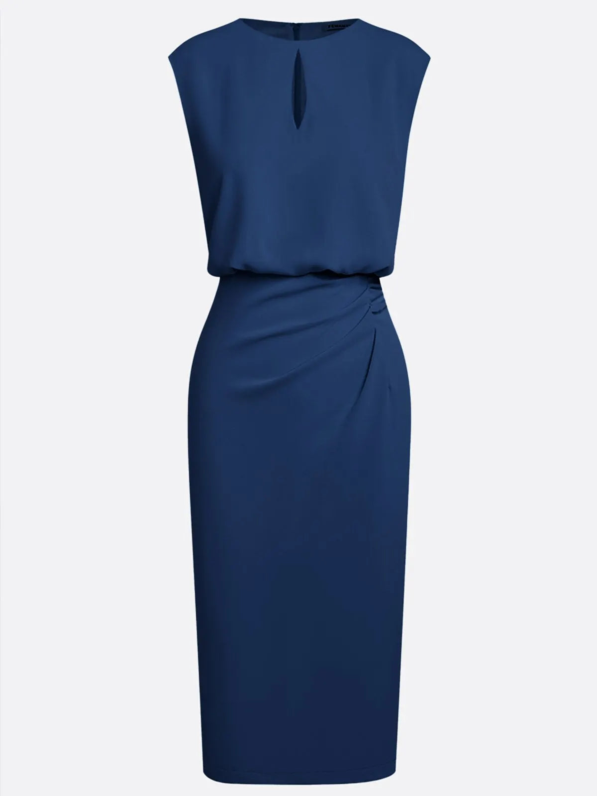 Elegant Keyhole Neck Sheath Dress with Ruched Waist Detail