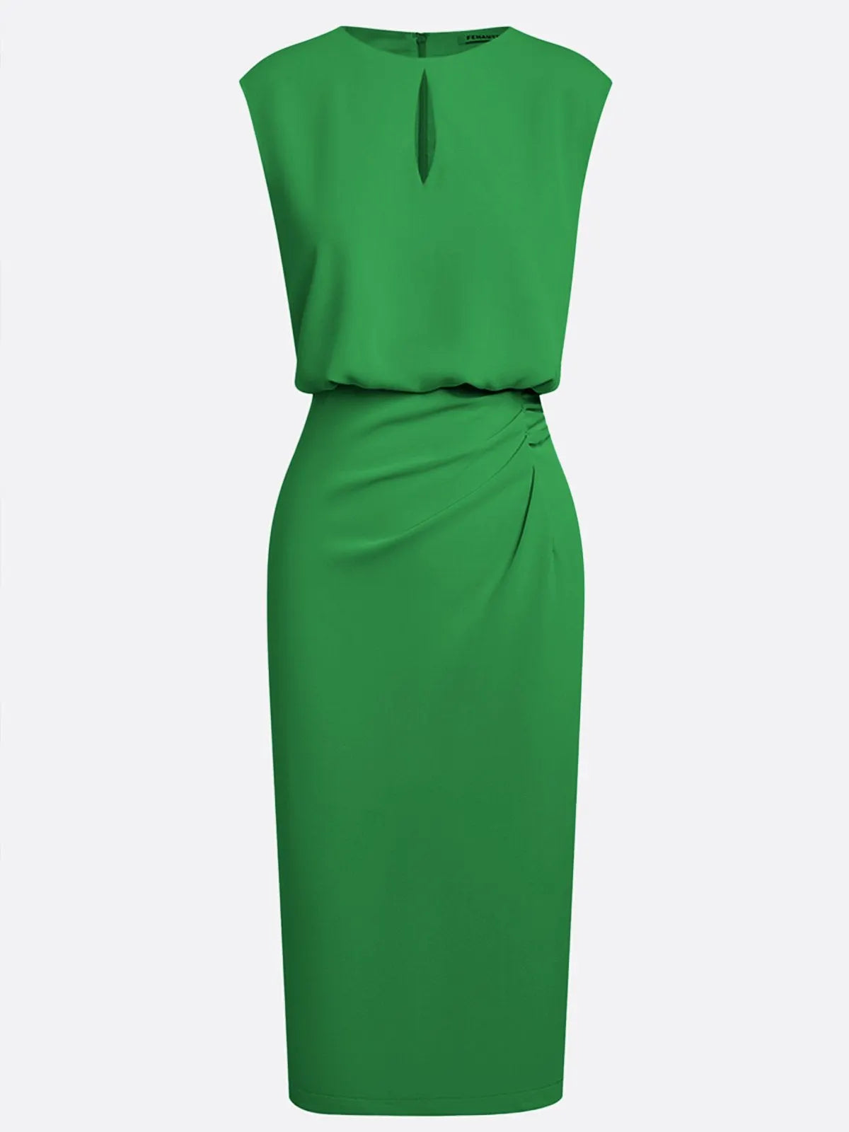 Elegant Keyhole Neck Sheath Dress with Ruched Waist Detail