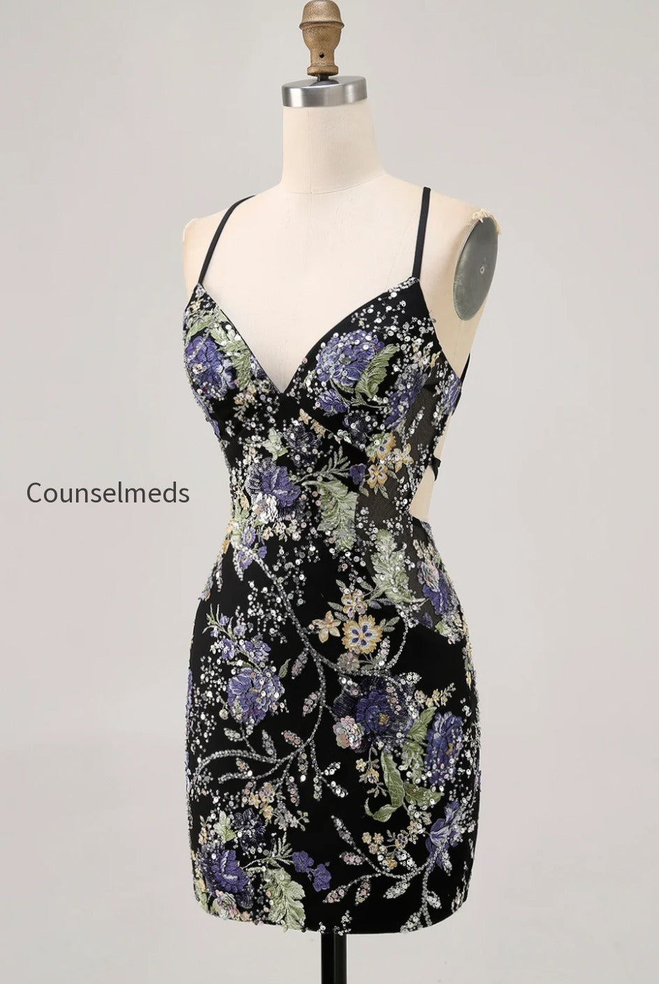 sparkly-pink-beaded-floral-short-tight-homecoming-dress-with-sequins