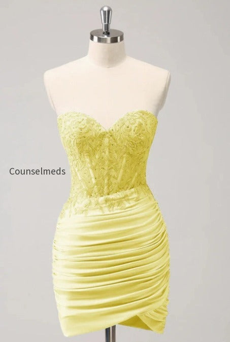 lilac-strapless-corset-pleated-tight-homecoming-dress-with-appliques