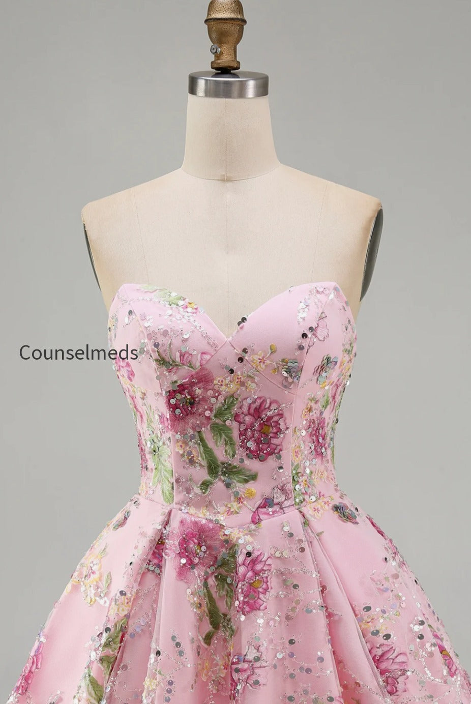 sparkly-pink-floral-beaded-a-line-short-strapless-homecoming-dress