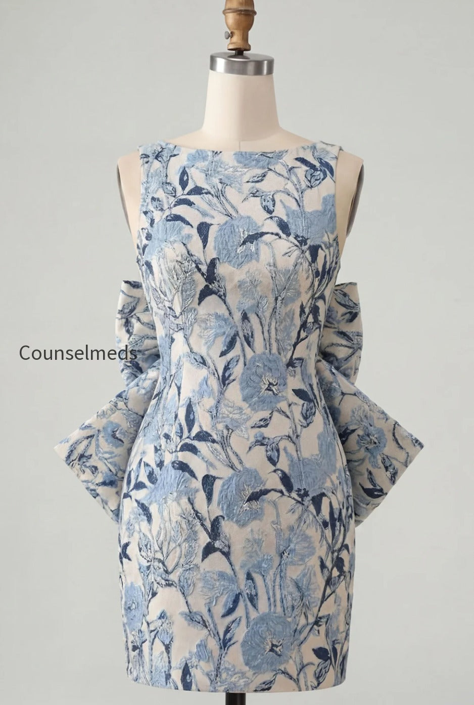 floral-pink-green-tight-boat-neck-short-homecoming-dress-with-bow