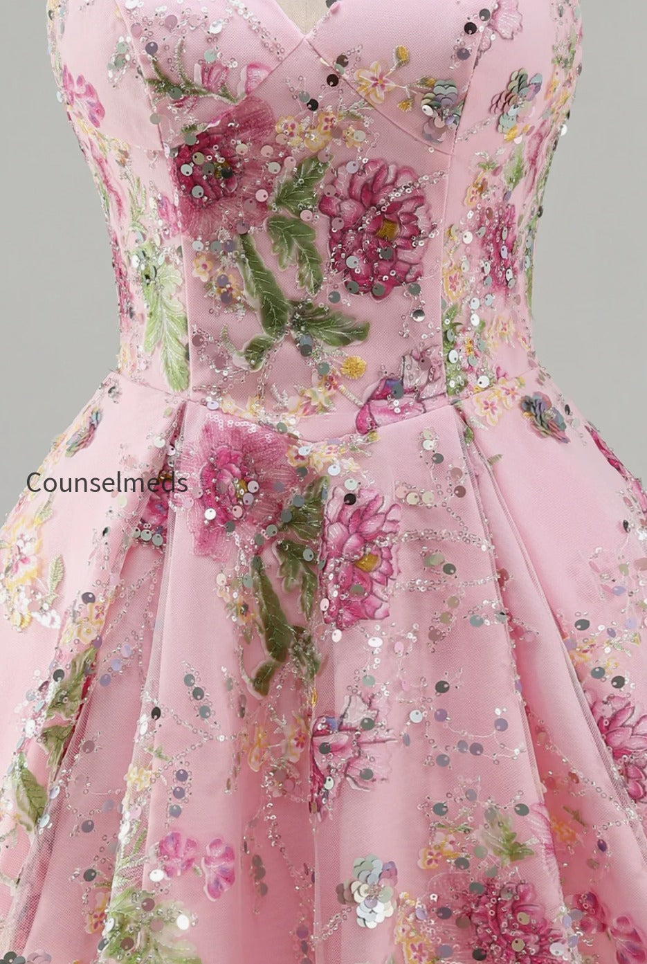 sparkly-pink-floral-beaded-a-line-short-strapless-homecoming-dress