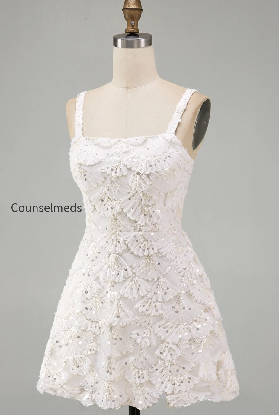 ivory-sparkly-sequin-floral-tight-short-a-line-homecoming-dress