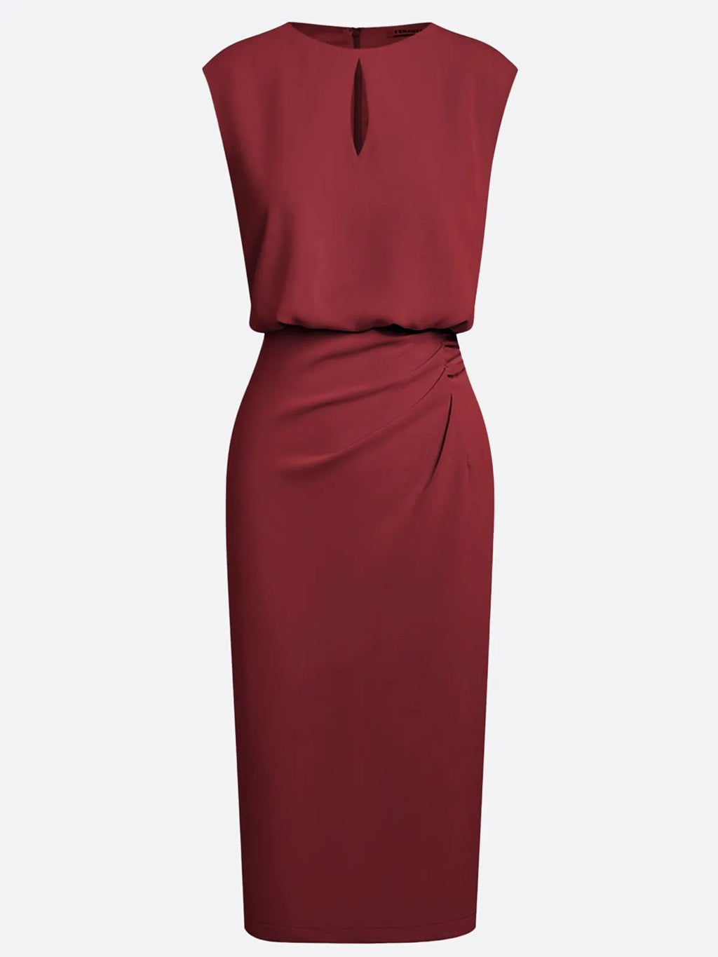 Elegant Keyhole Neck Sheath Dress with Ruched Waist Detail