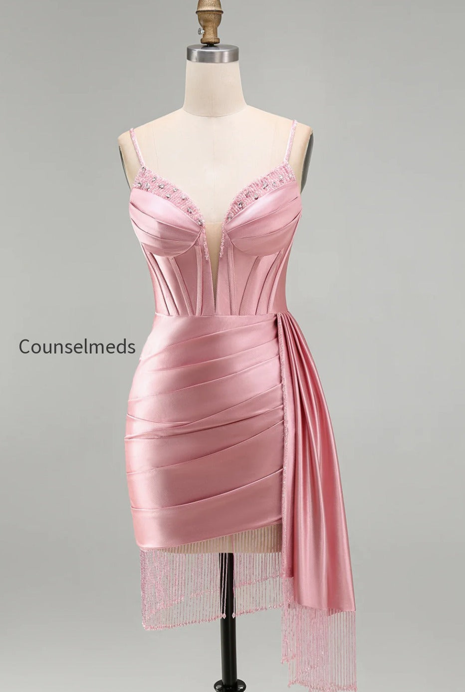 sparkly-gold-satin-fringed-beaded-tight-short-corset-homecoming-dress