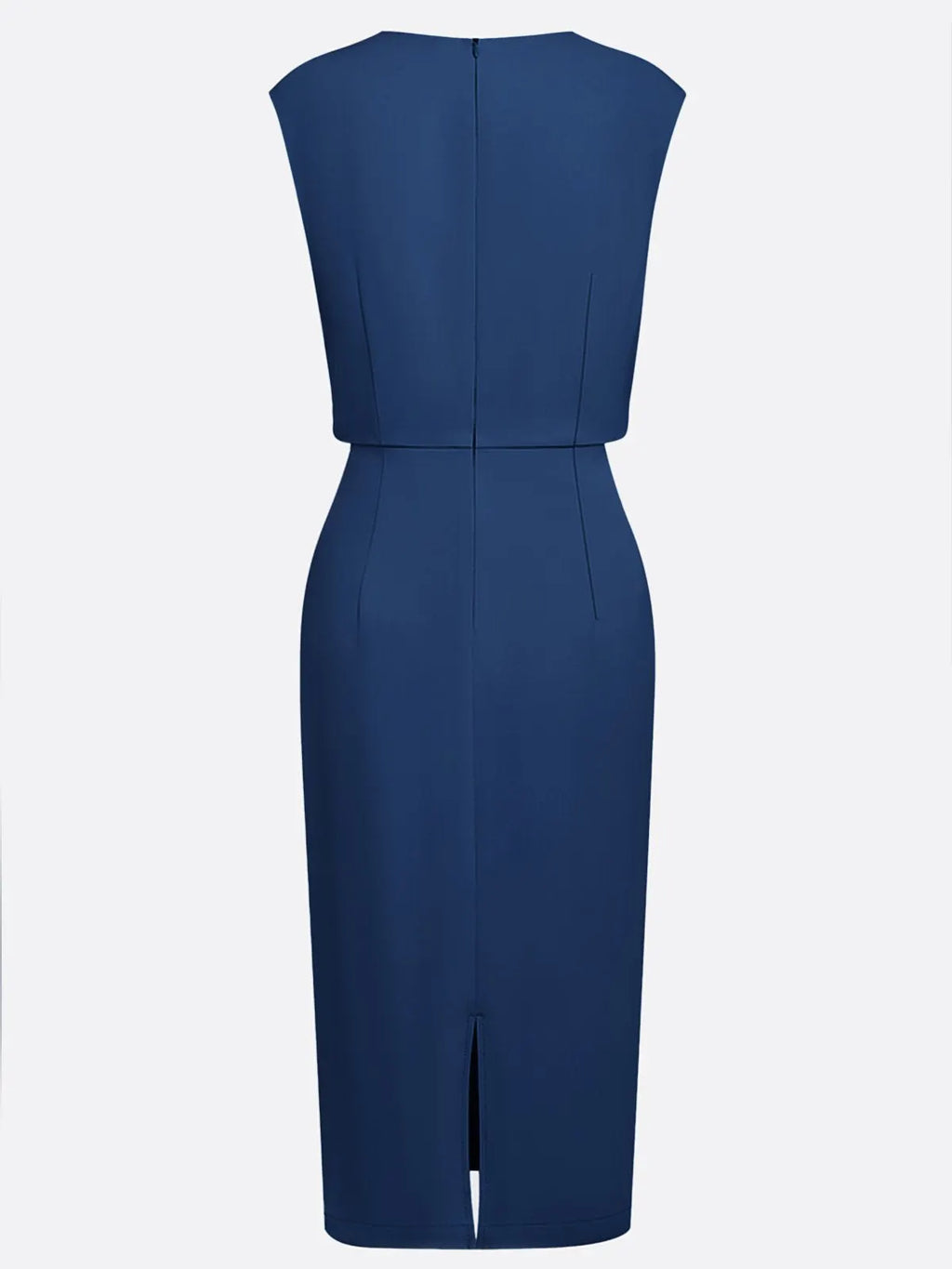 Elegant Keyhole Neck Sheath Dress with Ruched Waist Detail