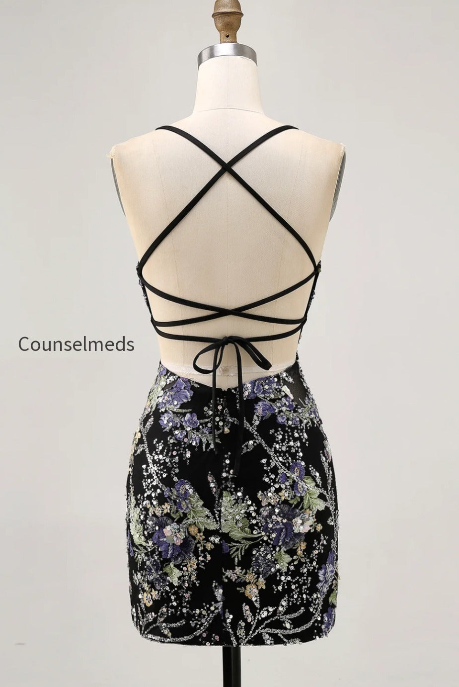 sparkly-pink-beaded-floral-short-tight-homecoming-dress-with-sequins