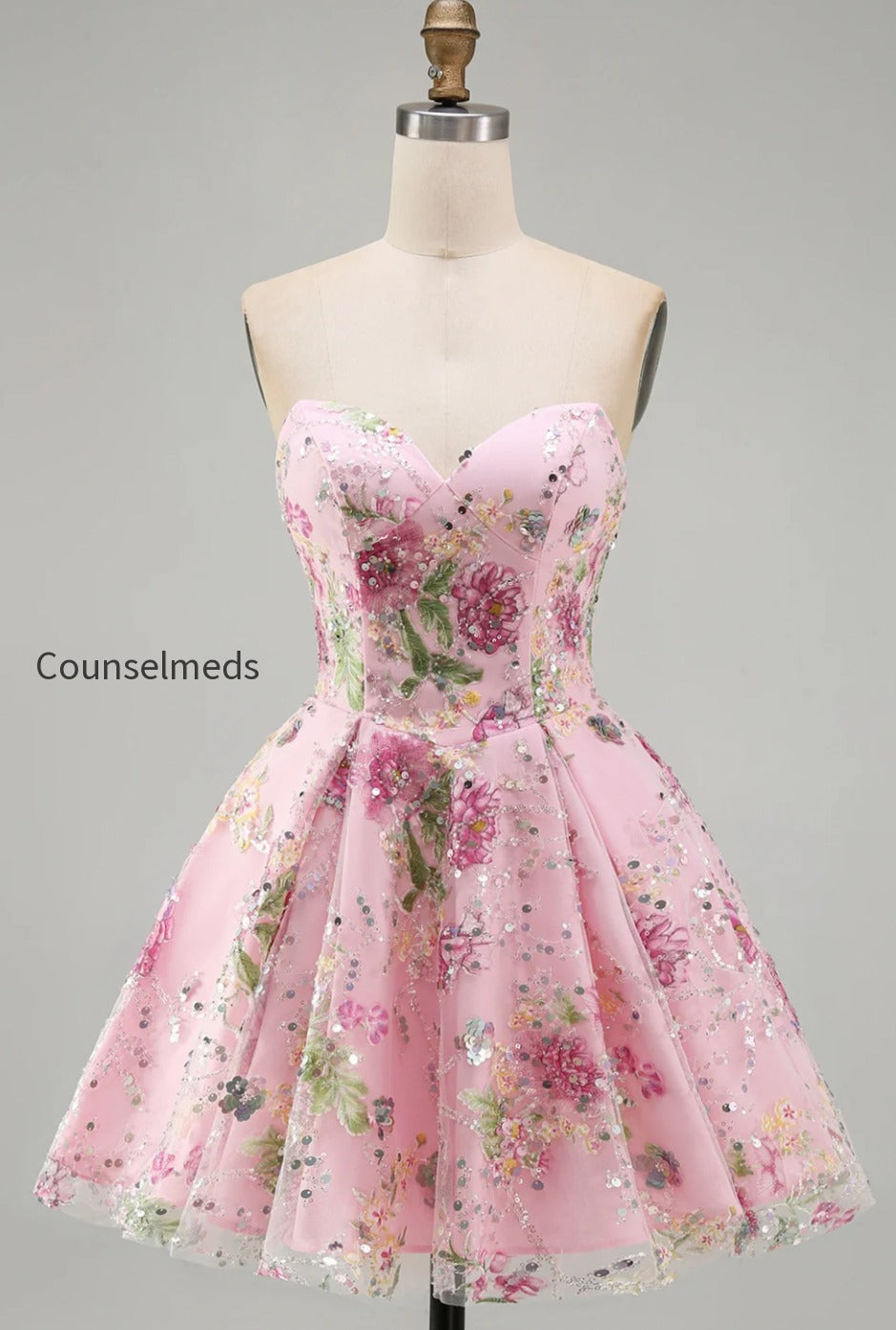 sparkly-pink-floral-beaded-a-line-short-strapless-homecoming-dress