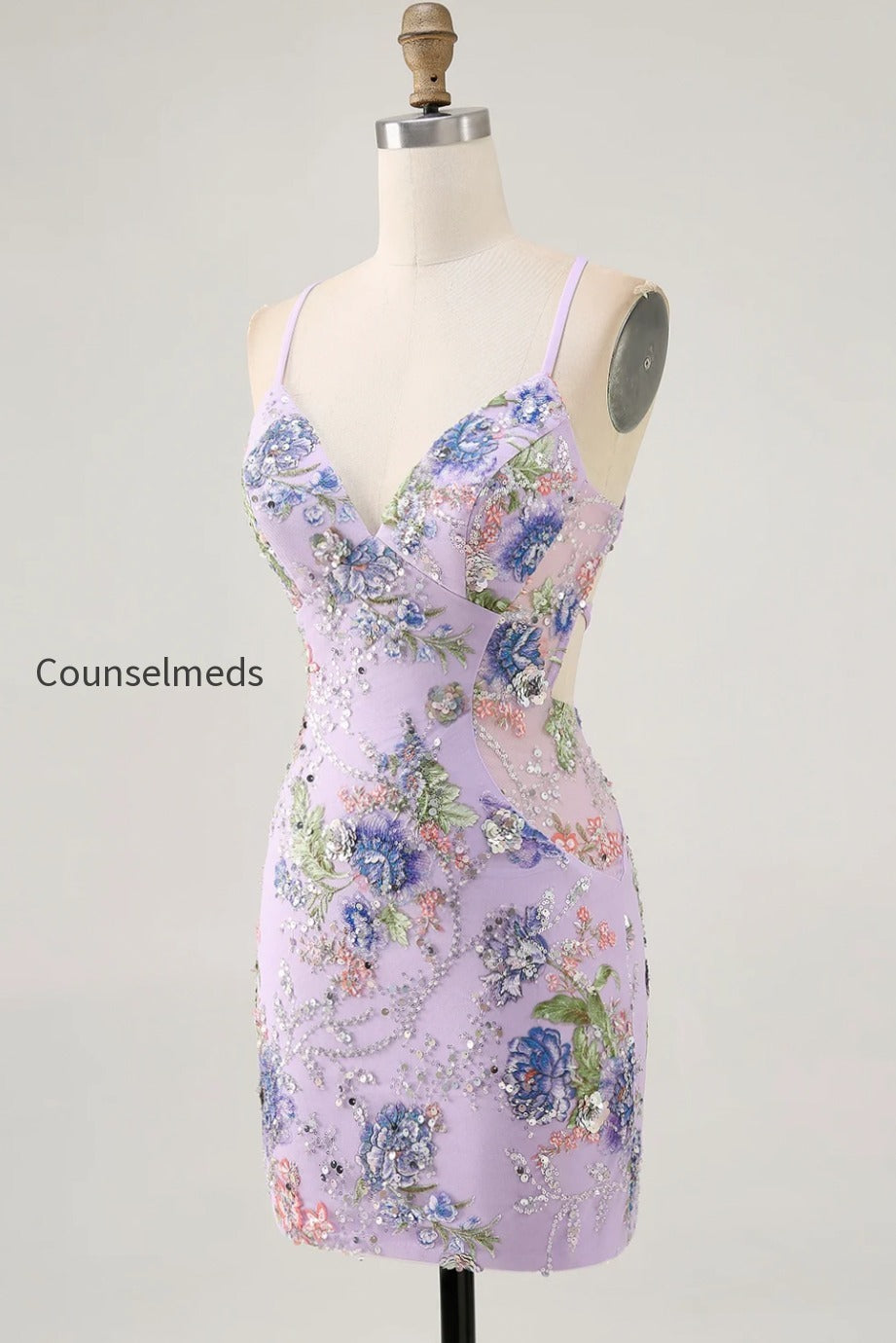 sparkly-pink-beaded-floral-short-tight-homecoming-dress-with-sequins