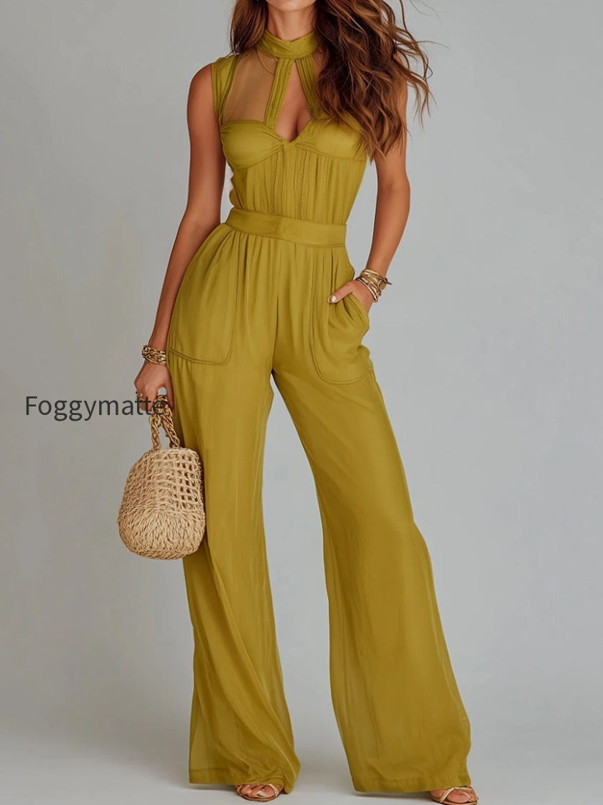 mesh-paneled-keyhole-neck-wide-leg-jumpsuit
