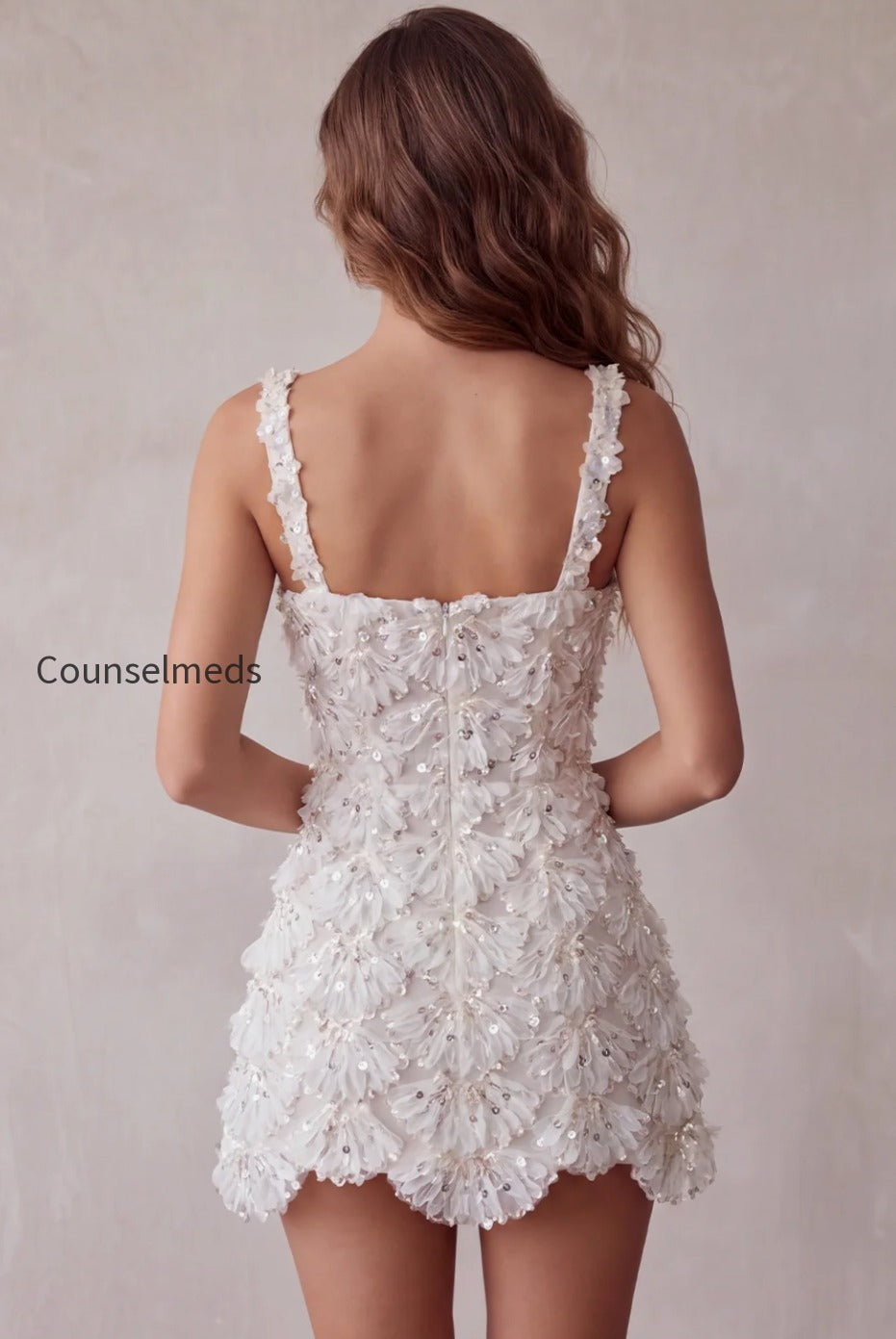 ivory-sparkly-sequin-floral-tight-short-a-line-homecoming-dress