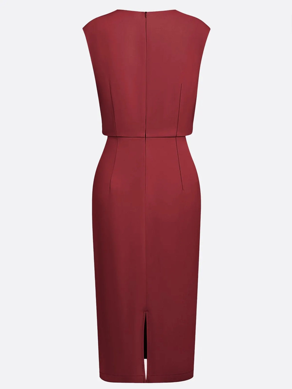 Elegant Keyhole Neck Sheath Dress with Ruched Waist Detail