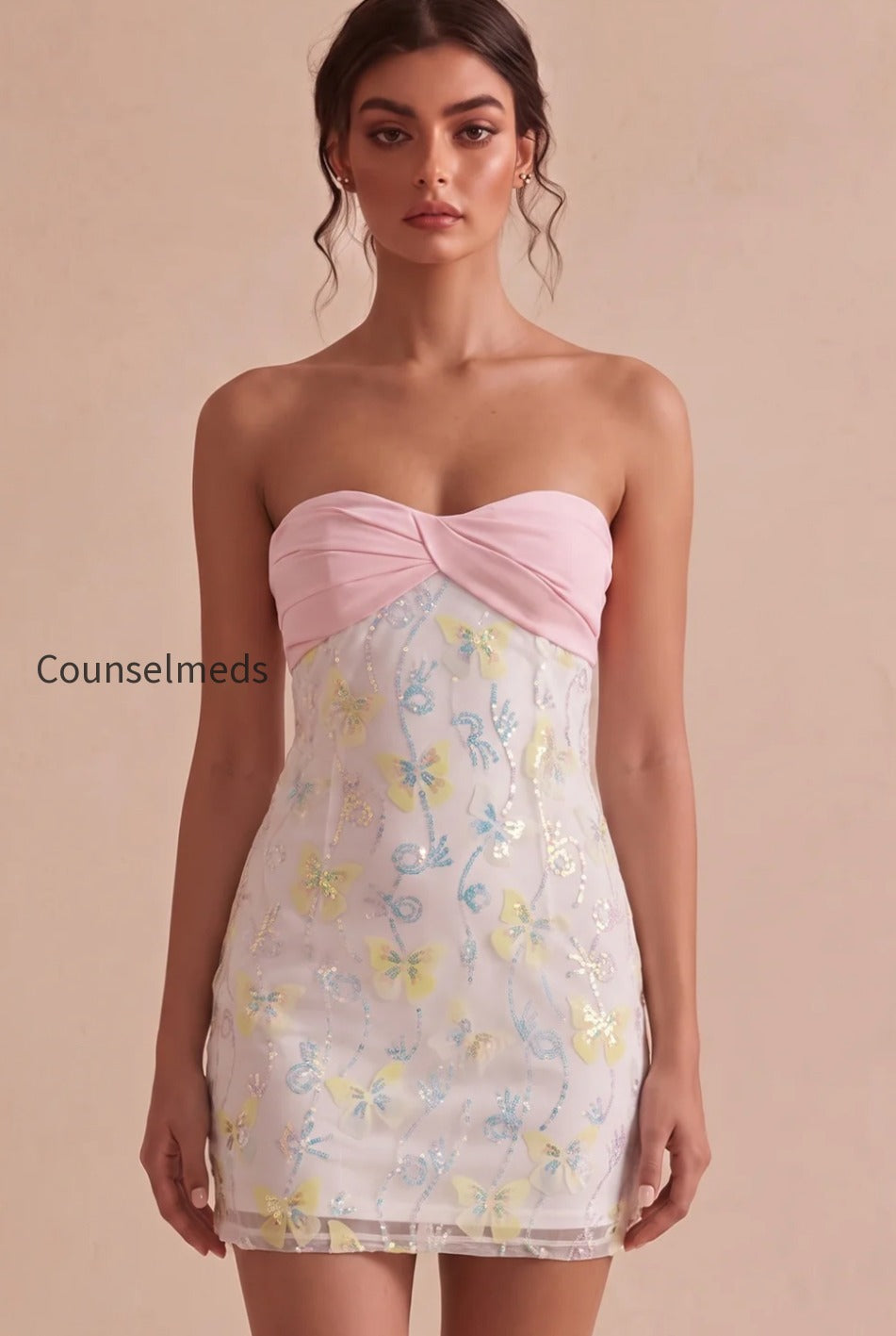 sparkly-pink-and-white-floral-tight-short-strapless-beaded-graduation-dress