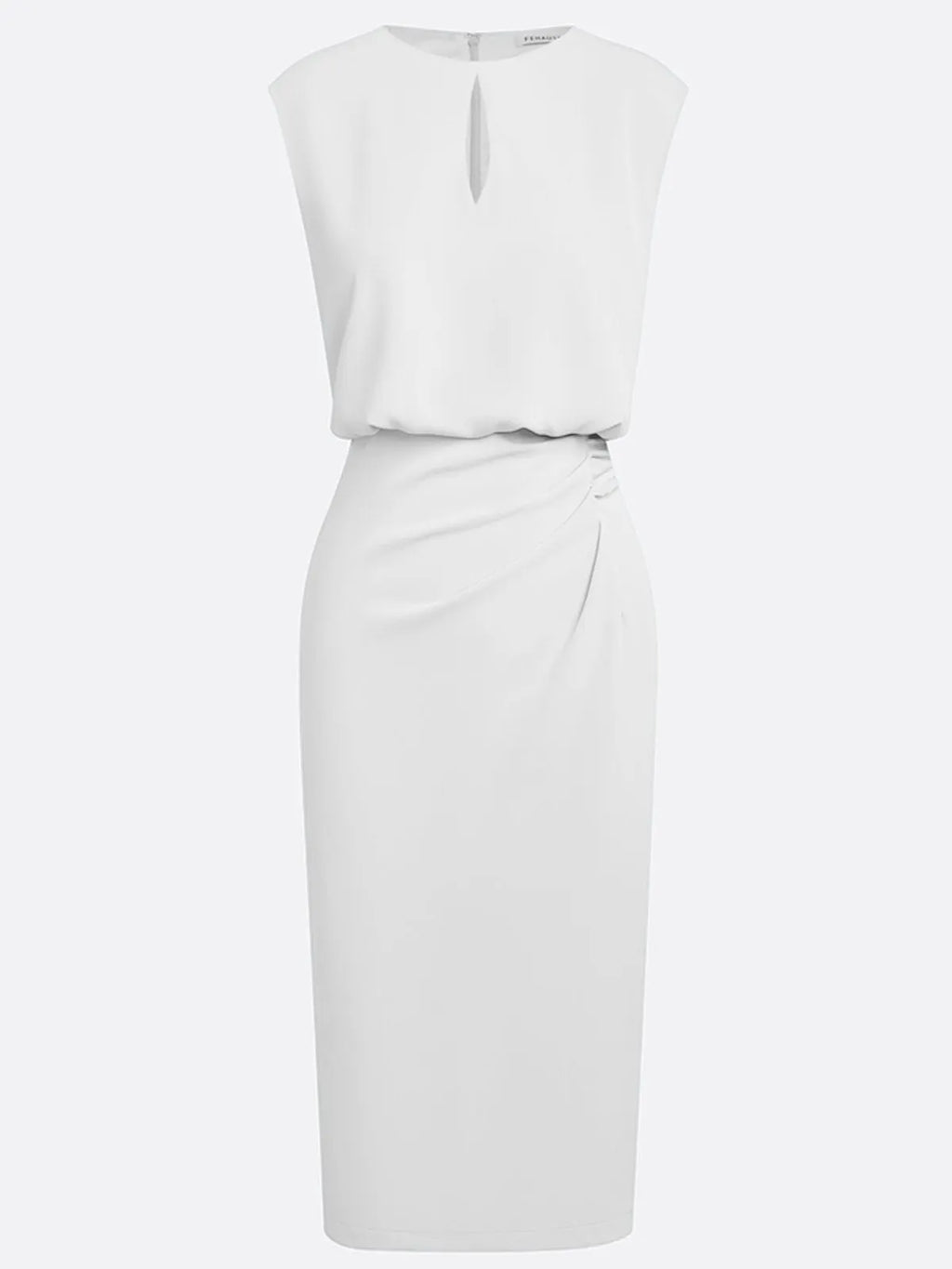 Elegant Keyhole Neck Sheath Dress with Ruched Waist Detail