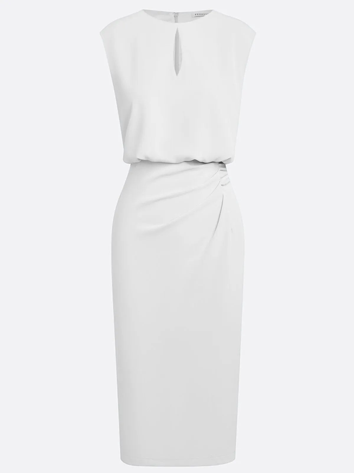 Elegant Keyhole Neck Sheath Dress with Ruched Waist Detail