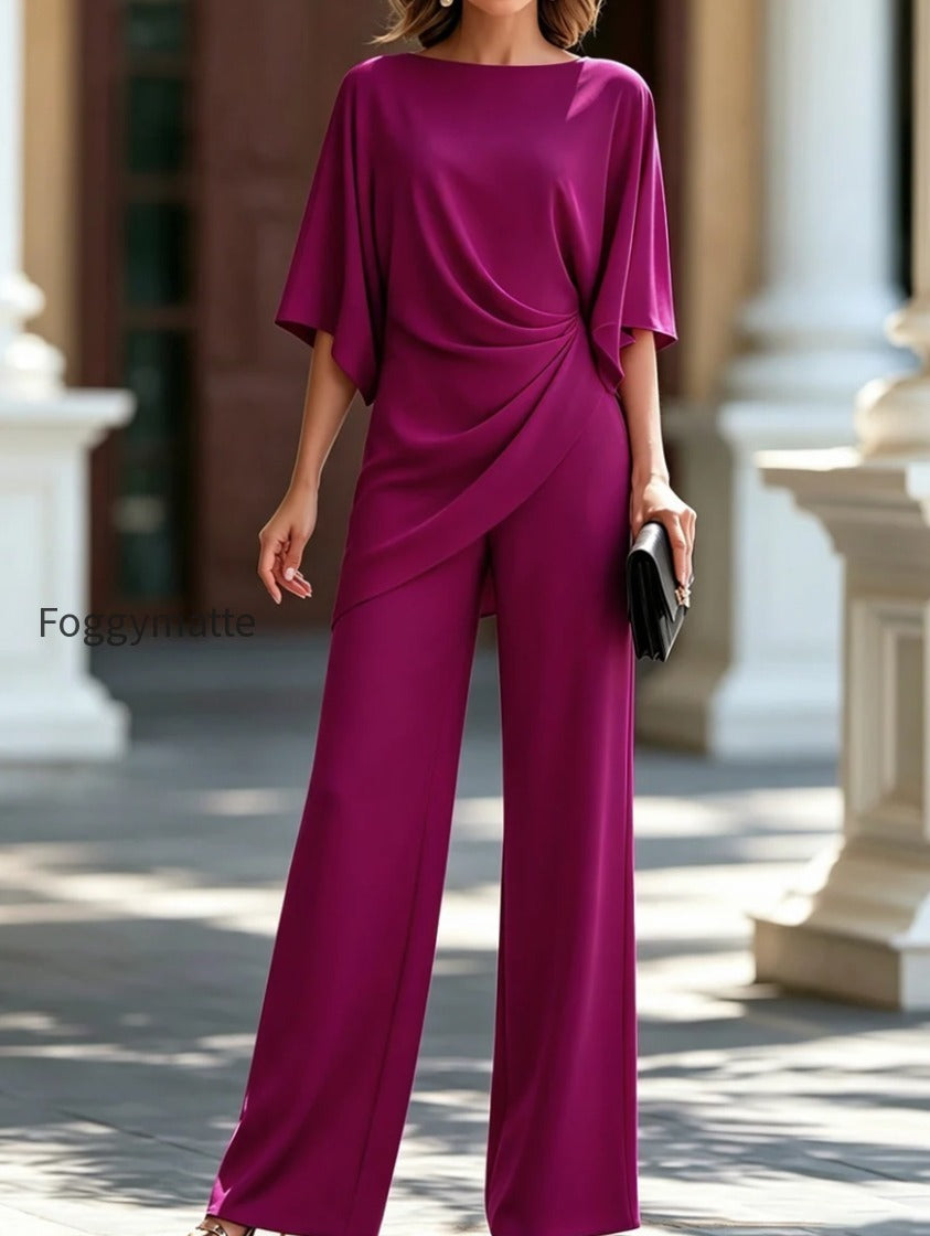 draped-waist-blouse-and-wide-leg-pants-two-piece-set