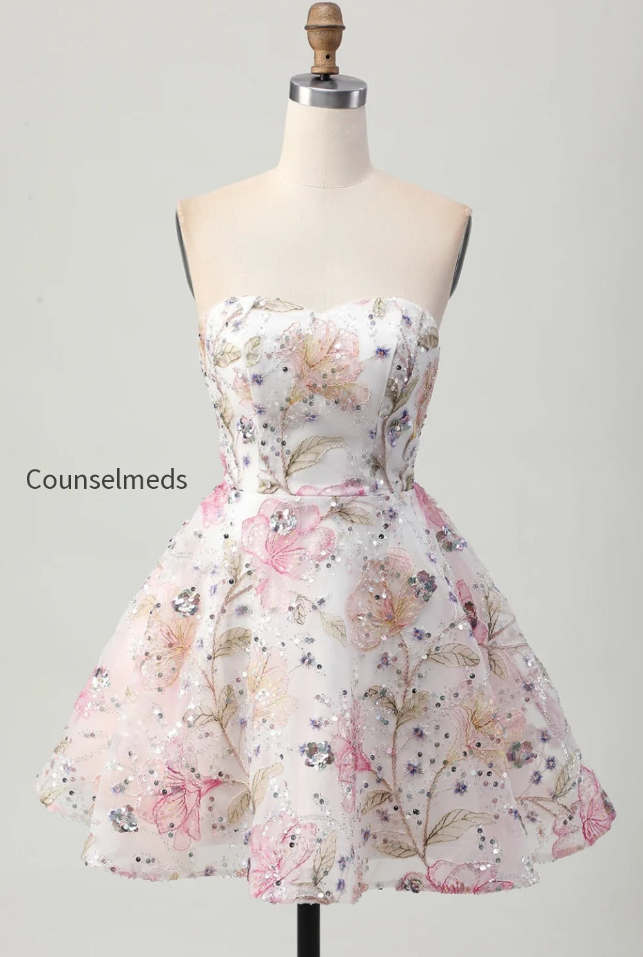 sparkly-pink-floral-short-a-line-homecoming-dress