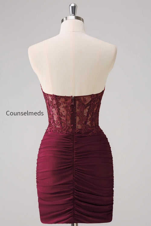 lilac-strapless-corset-pleated-tight-homecoming-dress-with-appliques
