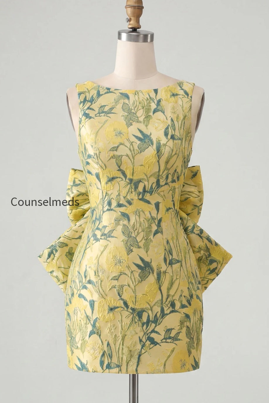 floral-pink-green-tight-boat-neck-short-homecoming-dress-with-bow