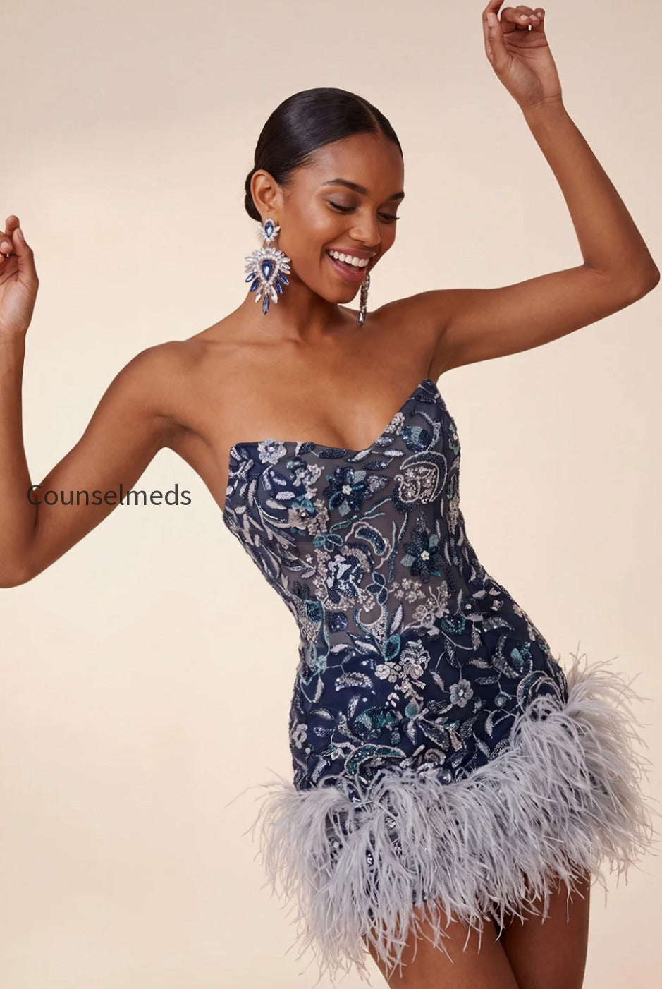 navy-floral-tight-sparkly-short-beaded-homecoming-dress-with-feathers