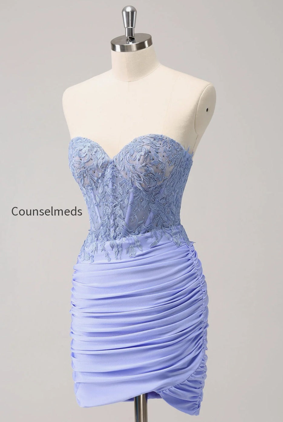 lilac-strapless-corset-pleated-tight-homecoming-dress-with-appliques